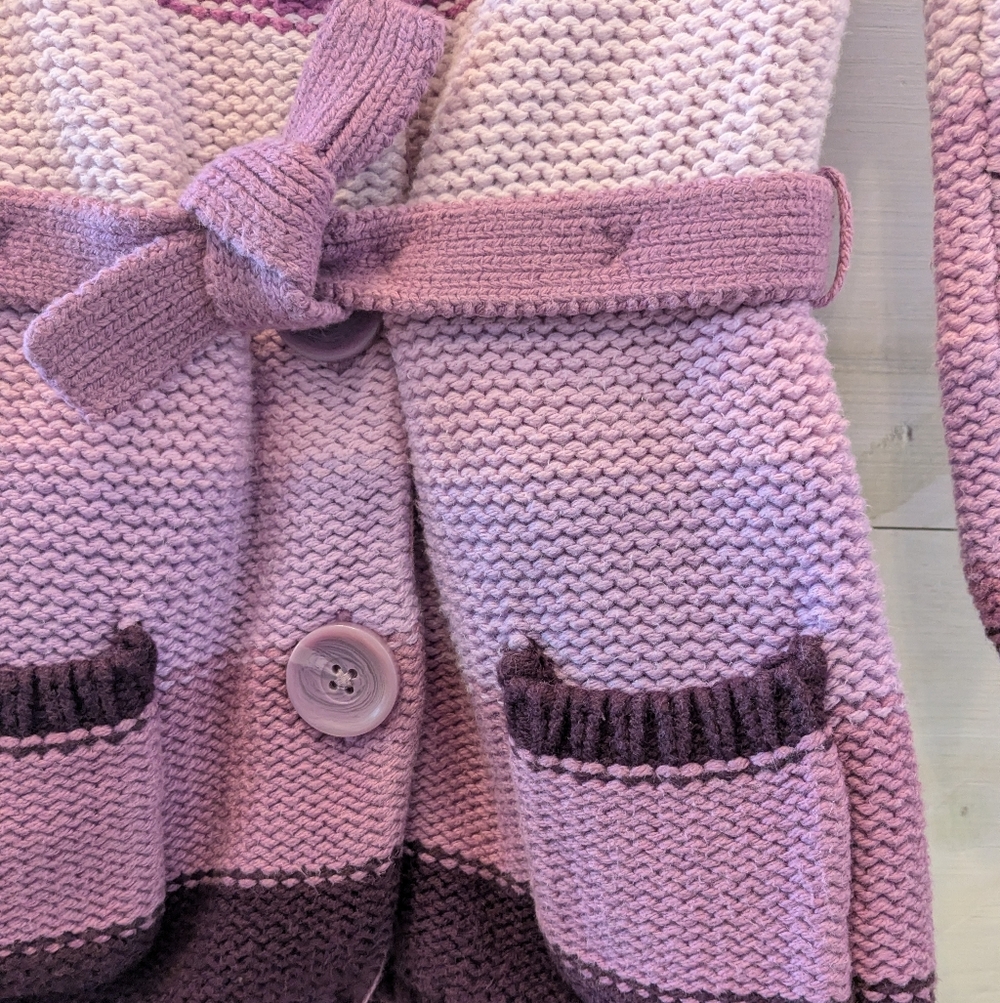 🪻Baby GAP Toddler Girl's Purple Striped Sweater Cardigan; Size: 18-24 Months - Picture 4 of 5